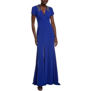 Rene Ruiz Womens  Crepe Gown, Blue